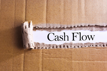 Torn paper box with word Cash flow