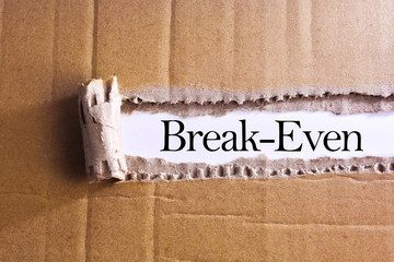 Torn paper box with word Break-even
