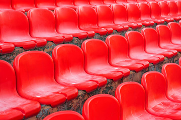 Obraz premium Rows of red empty stadium seats