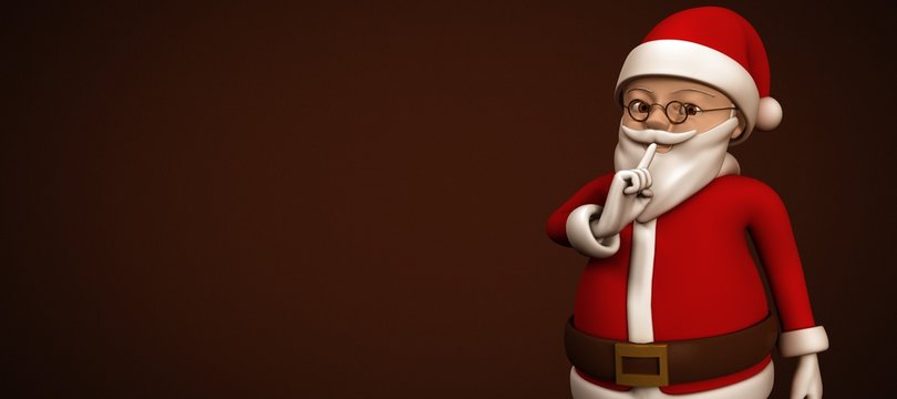 Composite image of cartoon santa asking for quiet