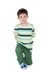 Cute young boy in ta striped shirt