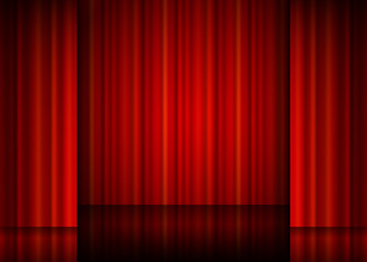 Close view of a red curtain. 