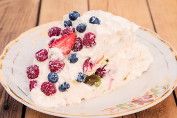 Slice of pavlova cake