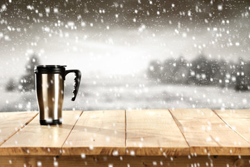 mug and snow 