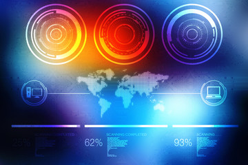 Digital world map , Globalization, Hi tech and synchronization