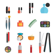 Beauty and makeup flat icons
