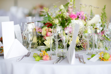 Table set for an event party or wedding reception