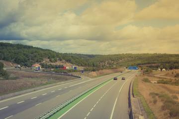 Highway through France at summer time