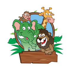zoo animals - vector illustration, eps