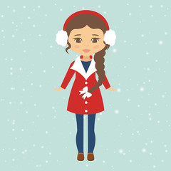 winter girl with braid