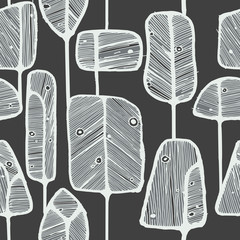 Nahtloses Musterdesign mit abstrakten Doodle-Bäumen