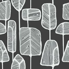 Glasbilder Sammlungen Nahtloses Musterdesign mit abstrakten Doodle-Bäumen