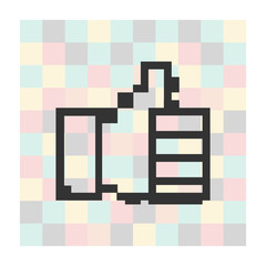 Vector pixel icon  thumbs up on a square background