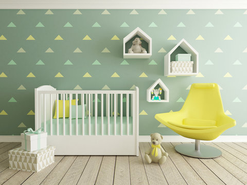baby room, nursery interior