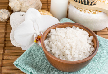 Spa salon with sea salt