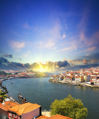 view of Douro riverside at  Porto Portugal