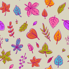 Seamless pattern with leaves