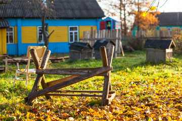 Sawbuck in backyard