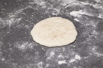 Flour dough bhatura preparation on table