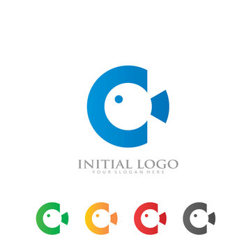 initial C Fish Sea Simple Logo Icon