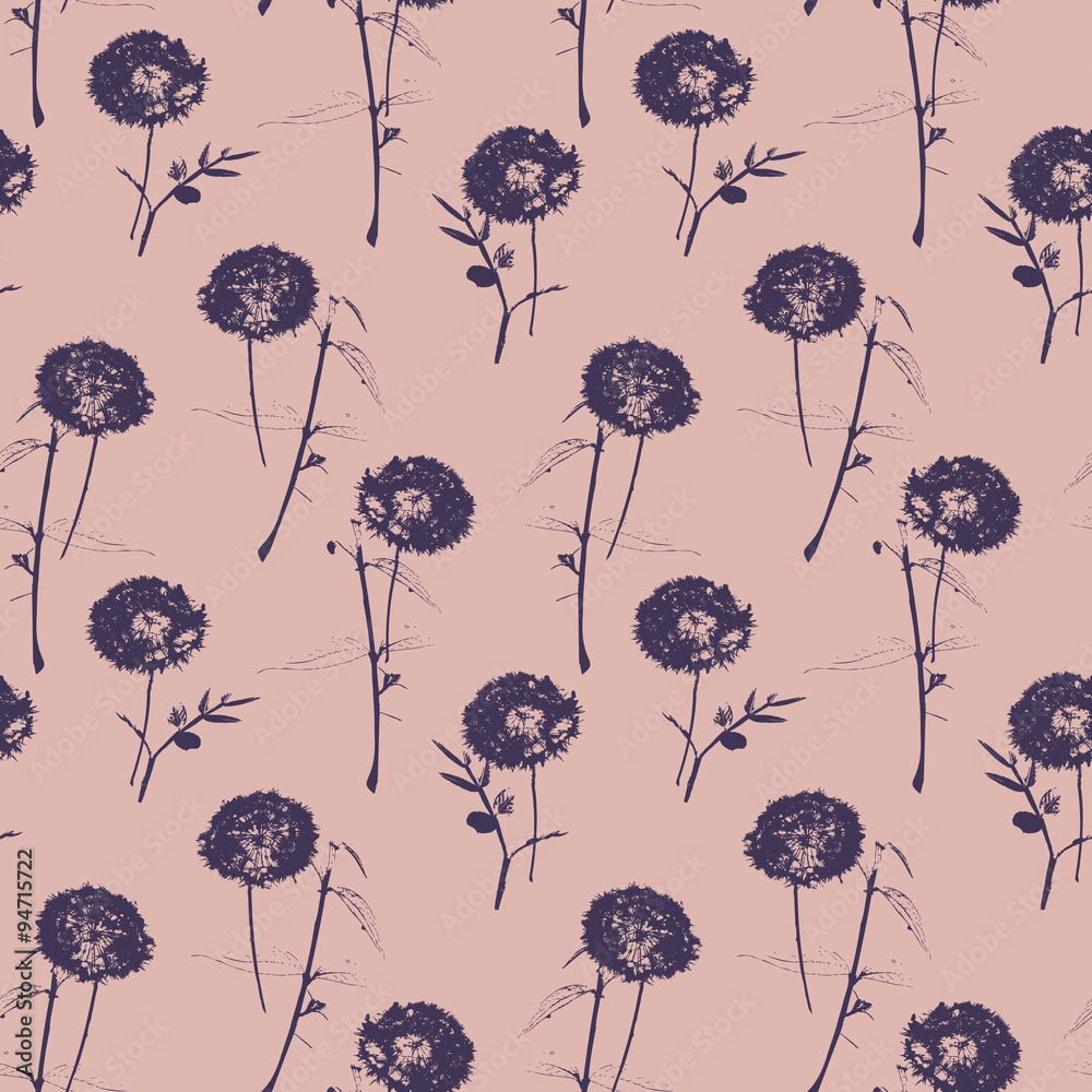 Poster seamless pattern with dandelions