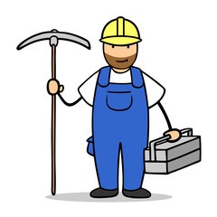 Bauarbeiter mit Helm und Blaumann