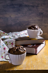 Cupcake with chocolate