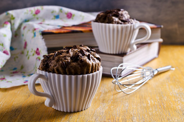 Cupcake with chocolate