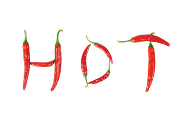 text 'HOT' in red chili peppers