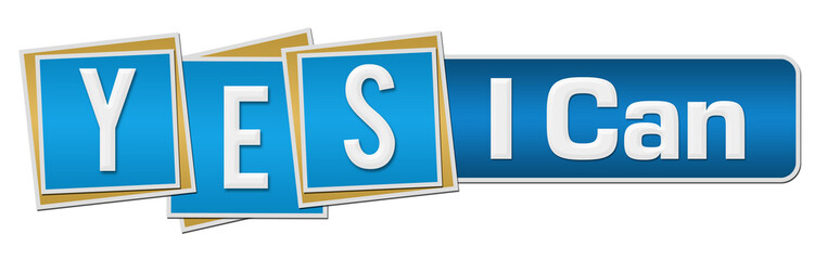 Yes I can Blue Squares Stripe Horizontal 