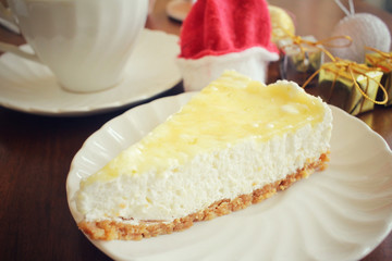 Lemon cheese cake in christmas day
