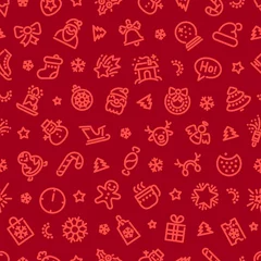 Foto op Aluminium Christmas Symbols Seamless Pattern Red © Voysla