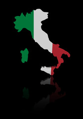 Italy map flag with reflection illustration