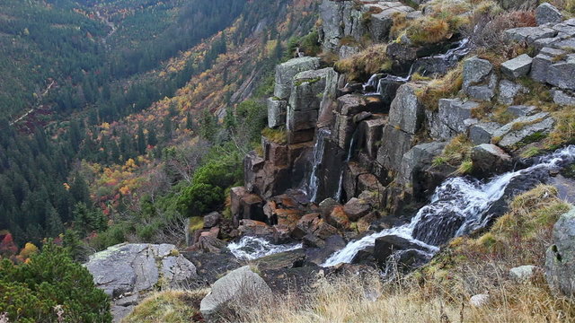 Pancava waterfall in Giant Mountains (Krkonose, Karkonosze) landscape, Czech Republic.