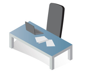 Desk Workplace Laptop Papers Isometric 3d - 94723333