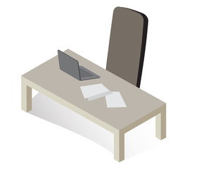Desk Workplace Laptop Papers Isometric 3d - 94723342
