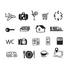 Travel icons vector sketch set