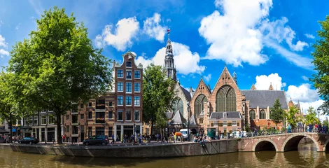 Wandcirkels tuinposter Oude Kerk (Old Church) in Amsterdam © Sergii Figurnyi