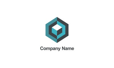  cube 3D geometry construction company logo
