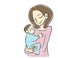 Mother holding baby on white background
