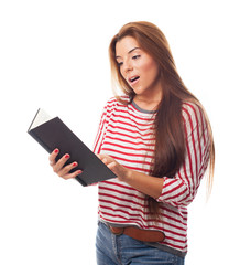 portrait of a young woman holding a book