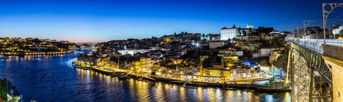 Porto In Portugal At Night