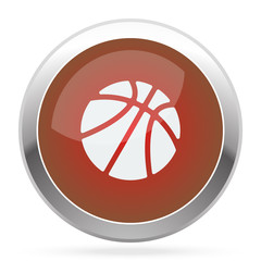 White Basketball icon on red web app button