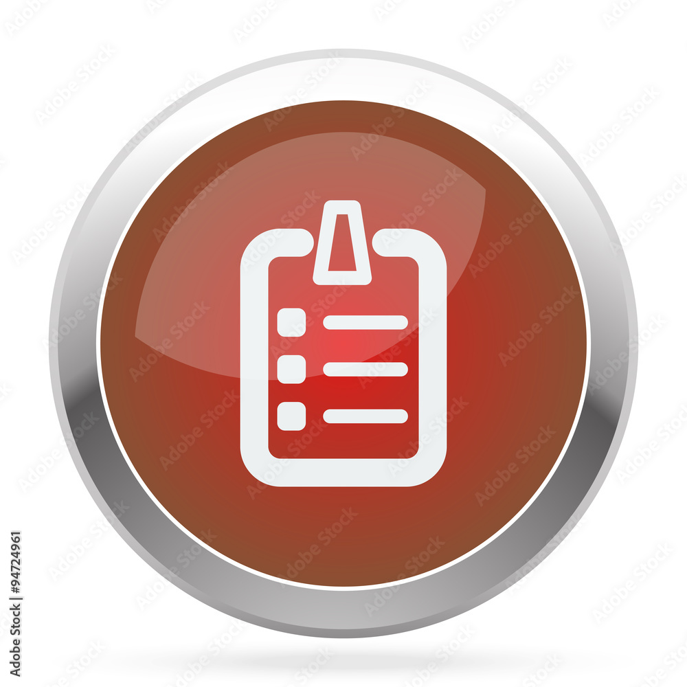 Wall mural white checklist icon on red web app button