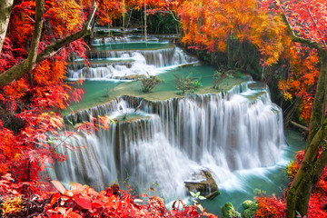 Obraz na płótnie Canvas Amazing waterfall in autumn forest 