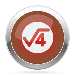 White Square Root icon on red web app button