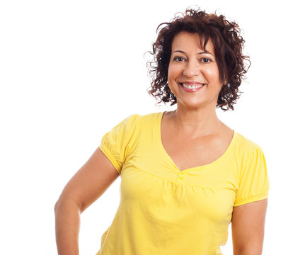portrait of a pretty middle age woman standing