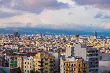 Naklejka premium Panoramic view of Barcelona