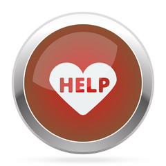 White Defibrillator  icon on red web app button