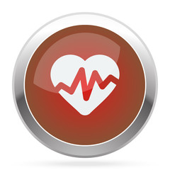White Heart Rate Pulse icon on red web app button